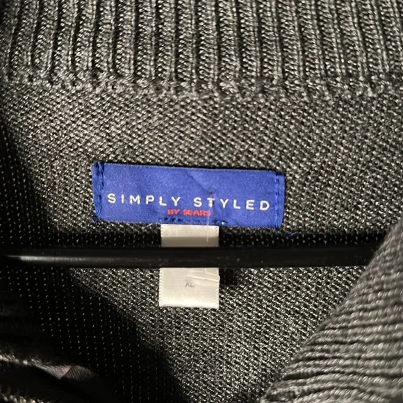 Simply Styled Argyle Sweater Gray Quarter Zip Size XL NEW - Picture 5 of 8